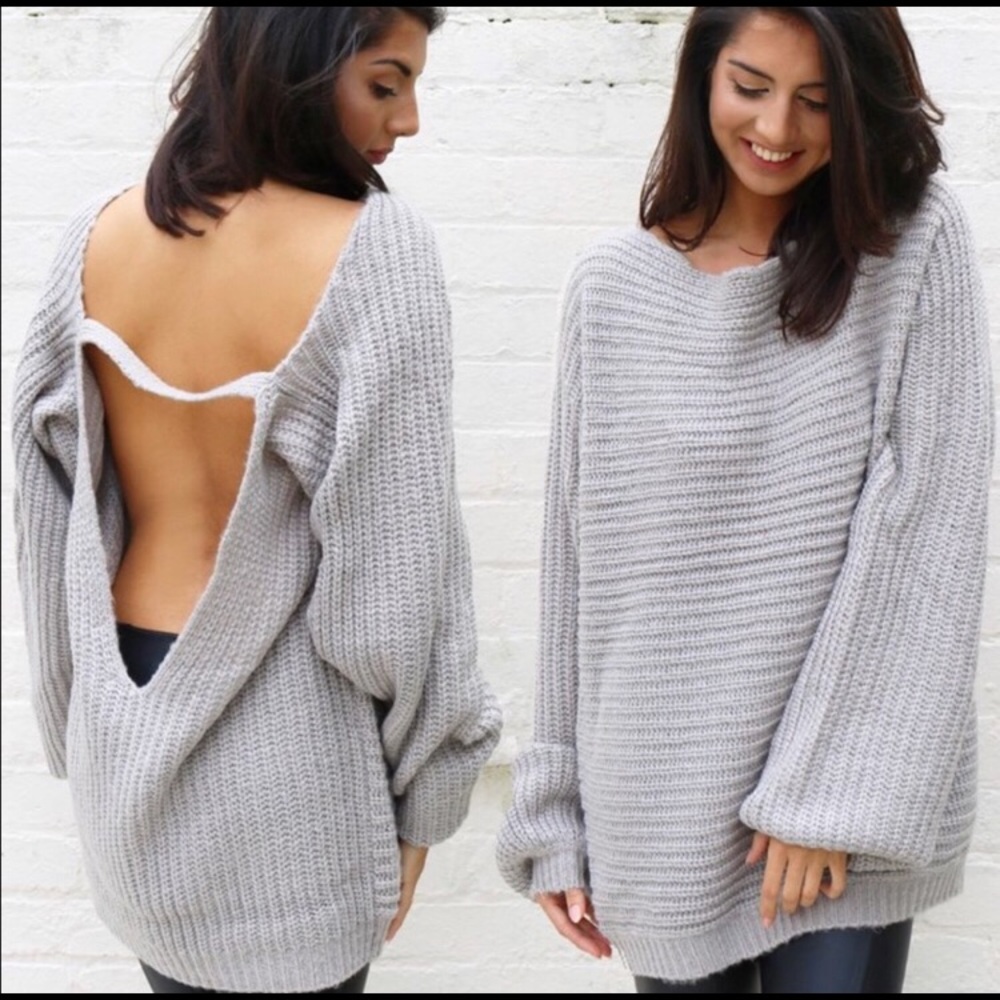 GLAMOROUS grey chunky knit sweater